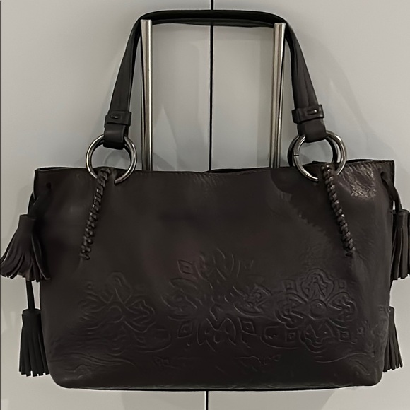 Andrea Mabiani Handbags - Andrea Mabiani Luxury Rustic Inspired Brown Leather Embossed Shoulder/Tote Bag